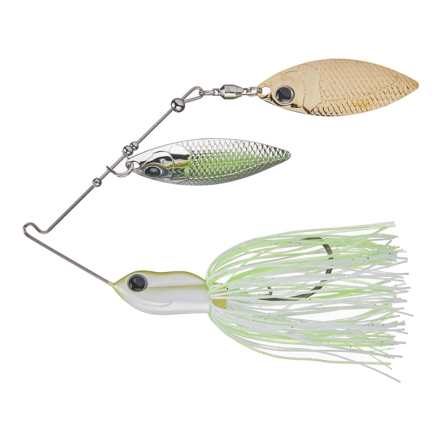 View of Spinnerbaits Deps Mini Bros Finess Double Willow Spinnerbait 1/2oz White Chart available at EZOKO Fishing