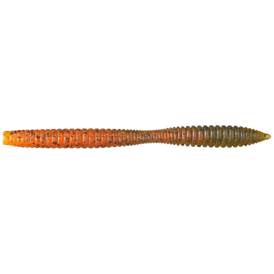 View of Softbaits Deps Rebound Stick Worm 5" Green Pumpkin Orange available at EZOKO Fishing