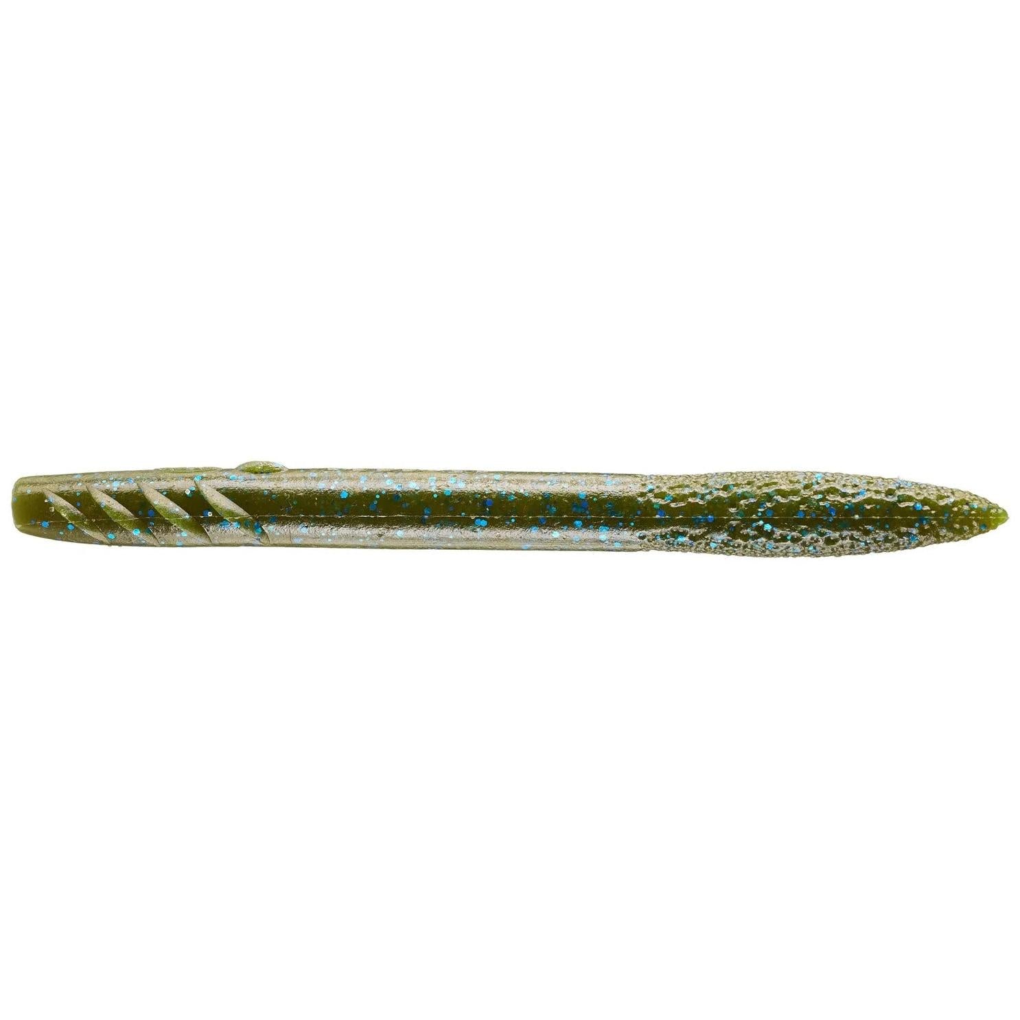 View of Softbaits Deps Slender Scat Stick Bait 5" Green Pumpkin / Blue Flake available at EZOKO Fishing