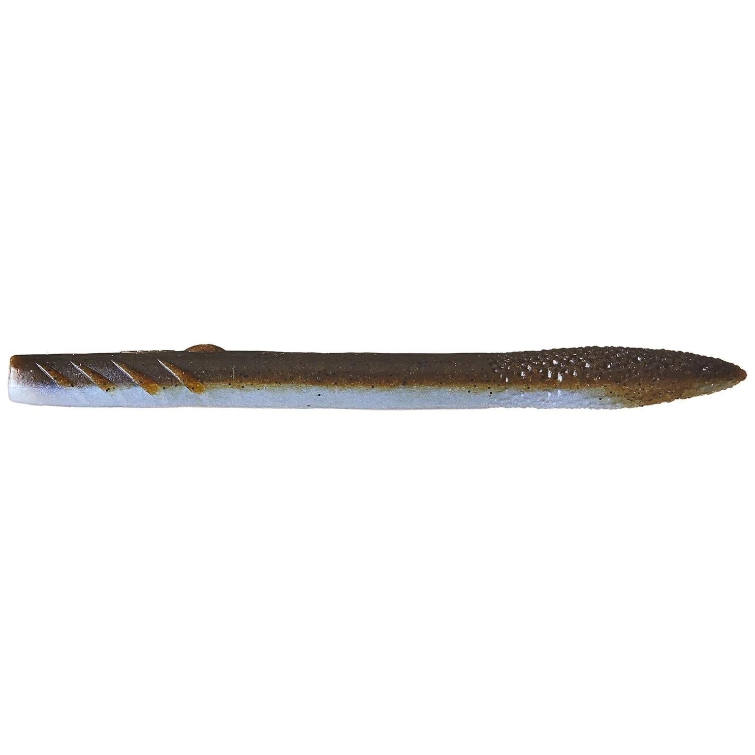 View of Softbaits Deps Slender Scat Stick Bait 5" Green Pumpkin Blue glimmer available at EZOKO Fishing