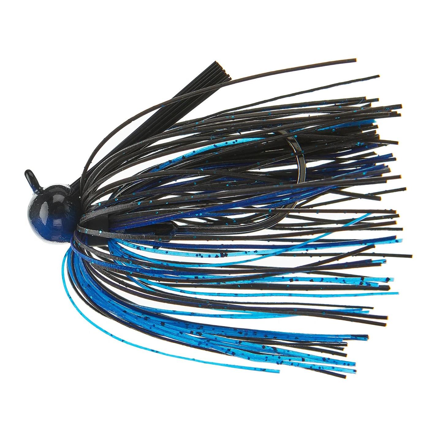 View of Football Jigs Dirty Jigs Tackle Tour Level Skirted Football Jig 3/4oz Black & Blue available at EZOKO Fishing