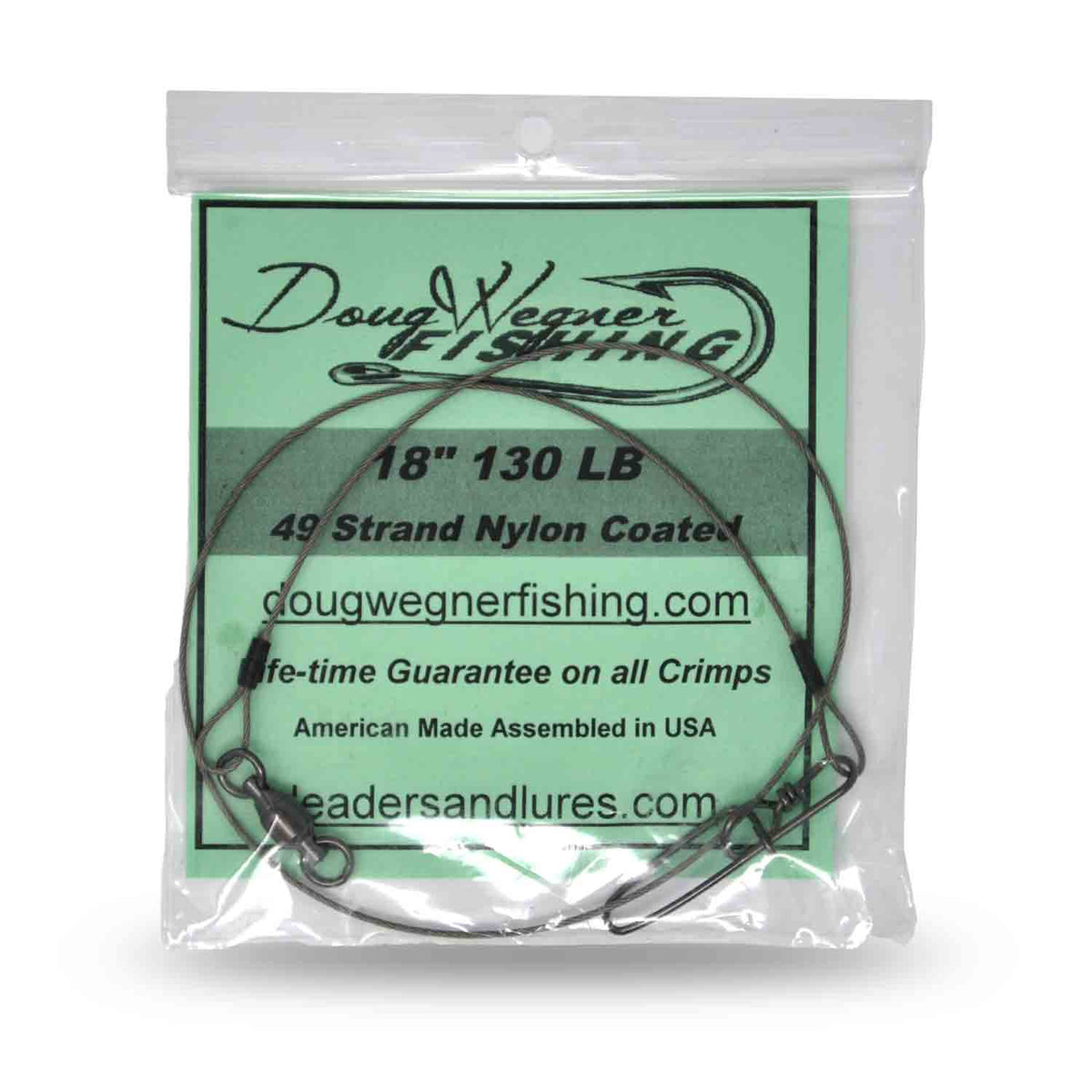 Doug Wegner Fishing 49 Strand Wire 130 lb Leaders Stay-Loc Snap 18" Leaders