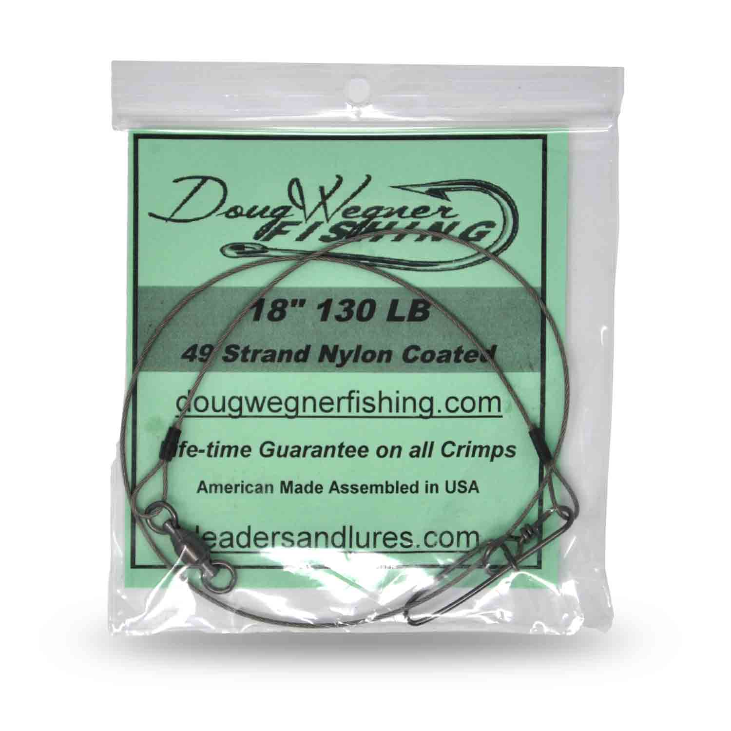 Doug Wegner Fishing 49 Strand Wire 130 lb Leaders Stay-Loc Snap 18" Leaders