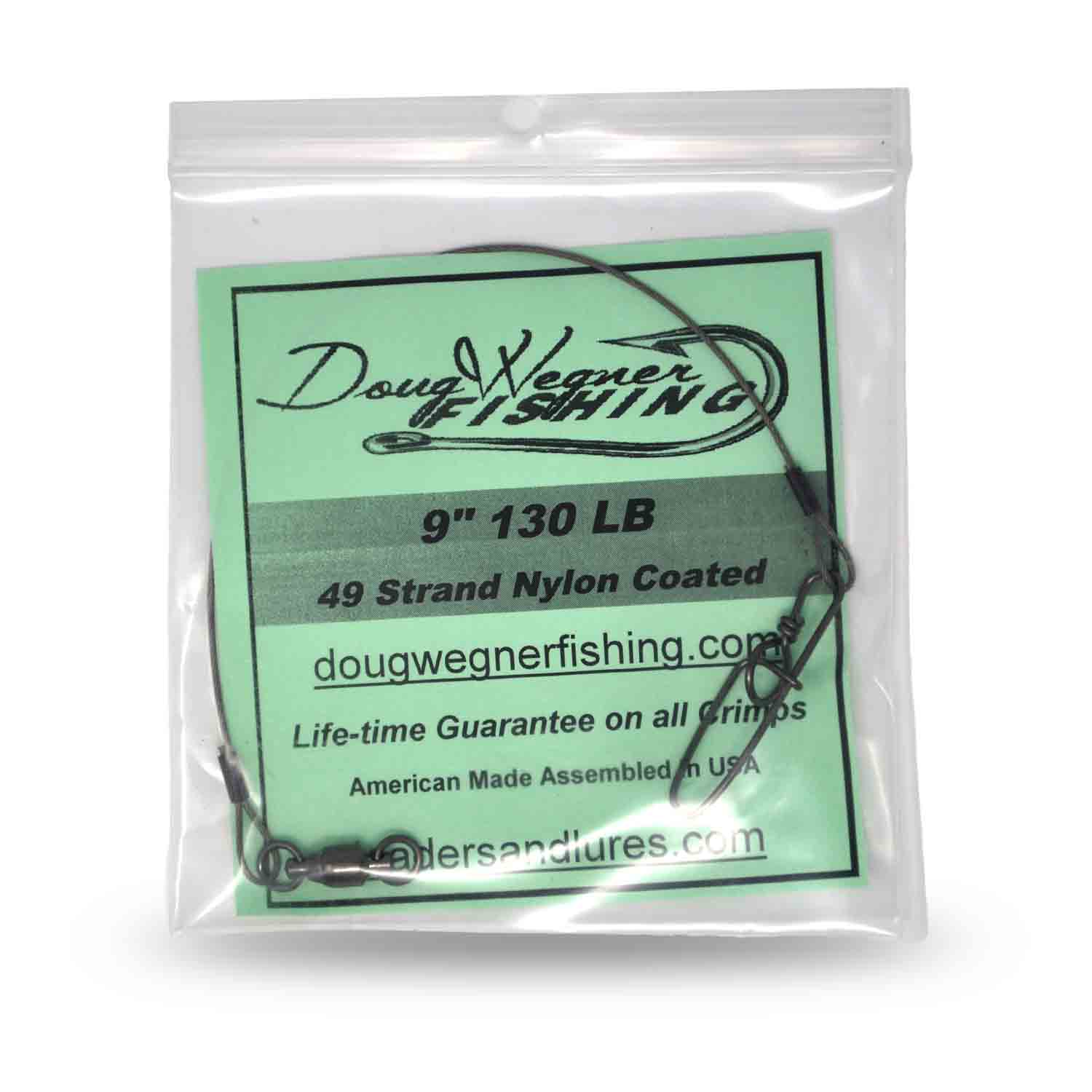 Doug Wegner Fishing 49 Strand Wire 130 lb Leaders Stay-Loc Snap 9" Leaders