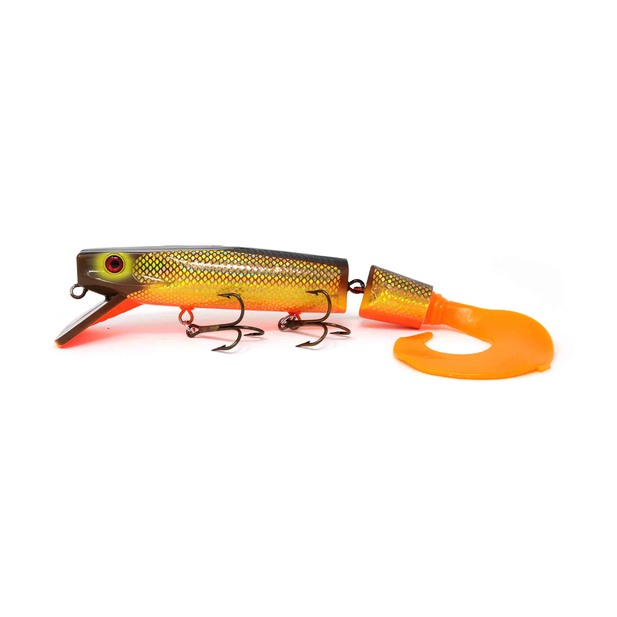 View of Crankbaits Drifter Tackle Muskie Super Stalker 12'' Jointed Crankbait Holo Hot Walleye available at EZOKO Fishing