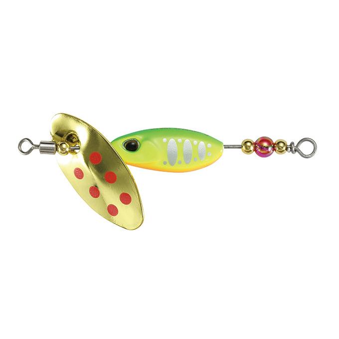 View of DUO Realis Spearhead Ryuki Spinner 1/8 oz Full Chartreuse Yamame available at EZOKO Fishing