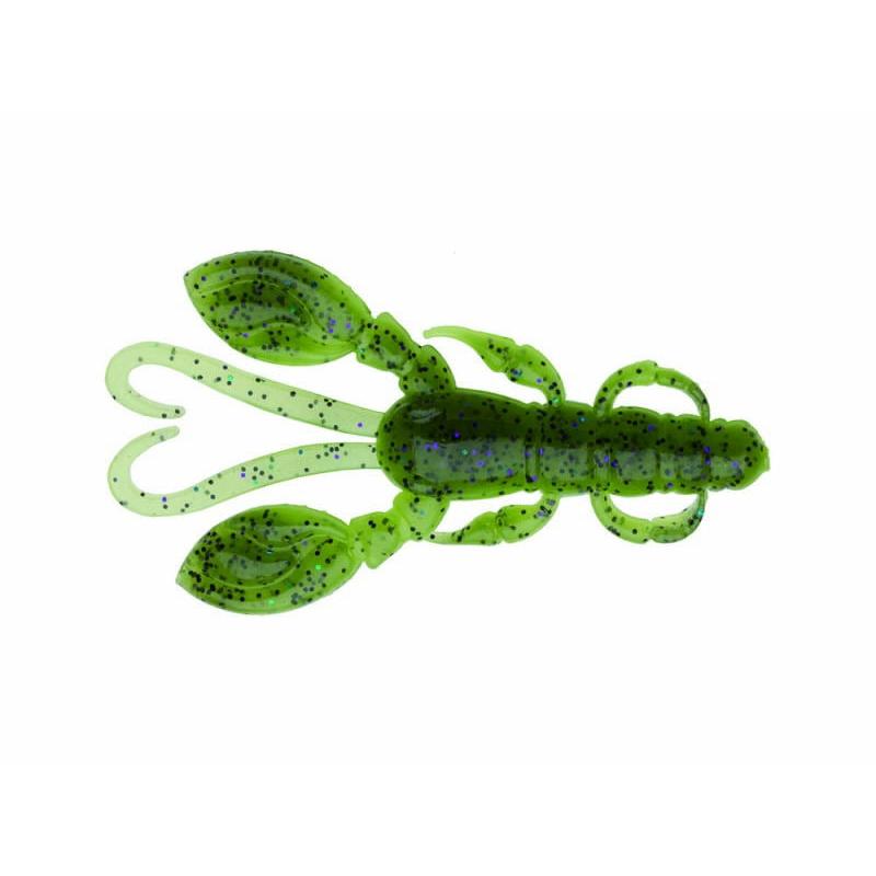 View of Craws Ecogear Rock Claw 2" Avocado Chartreuse Half Float available at EZOKO Fishing