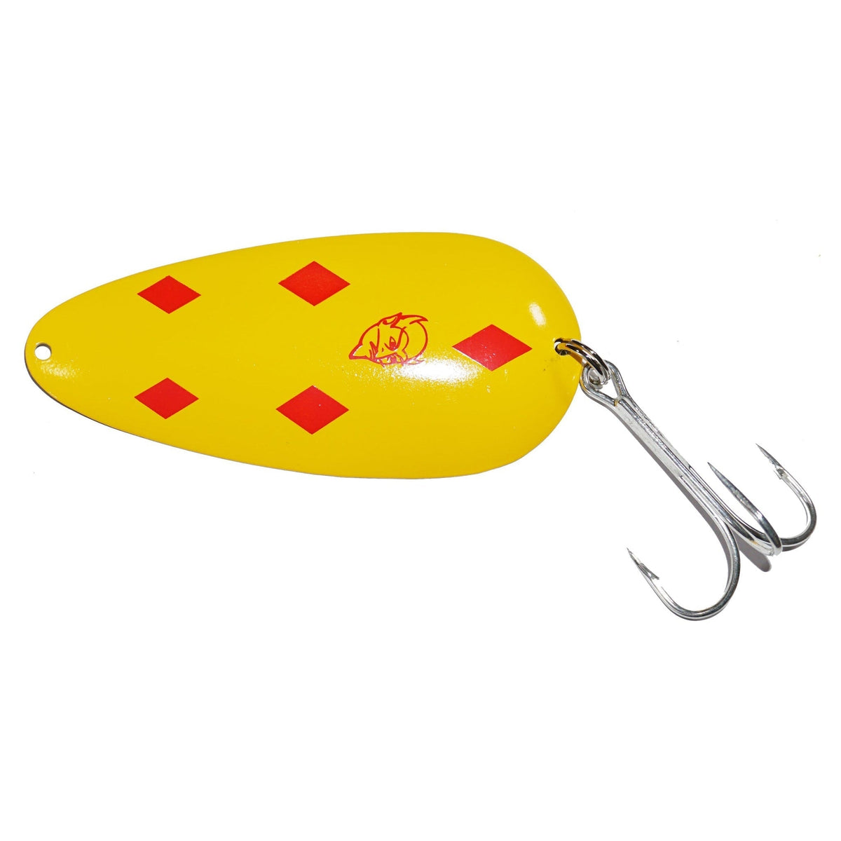View of Jigs-Spoons Eppinger Huskie Junior 2oz Spoon Yellow/Red Diamonds available at EZOKO Pike and Musky Shop