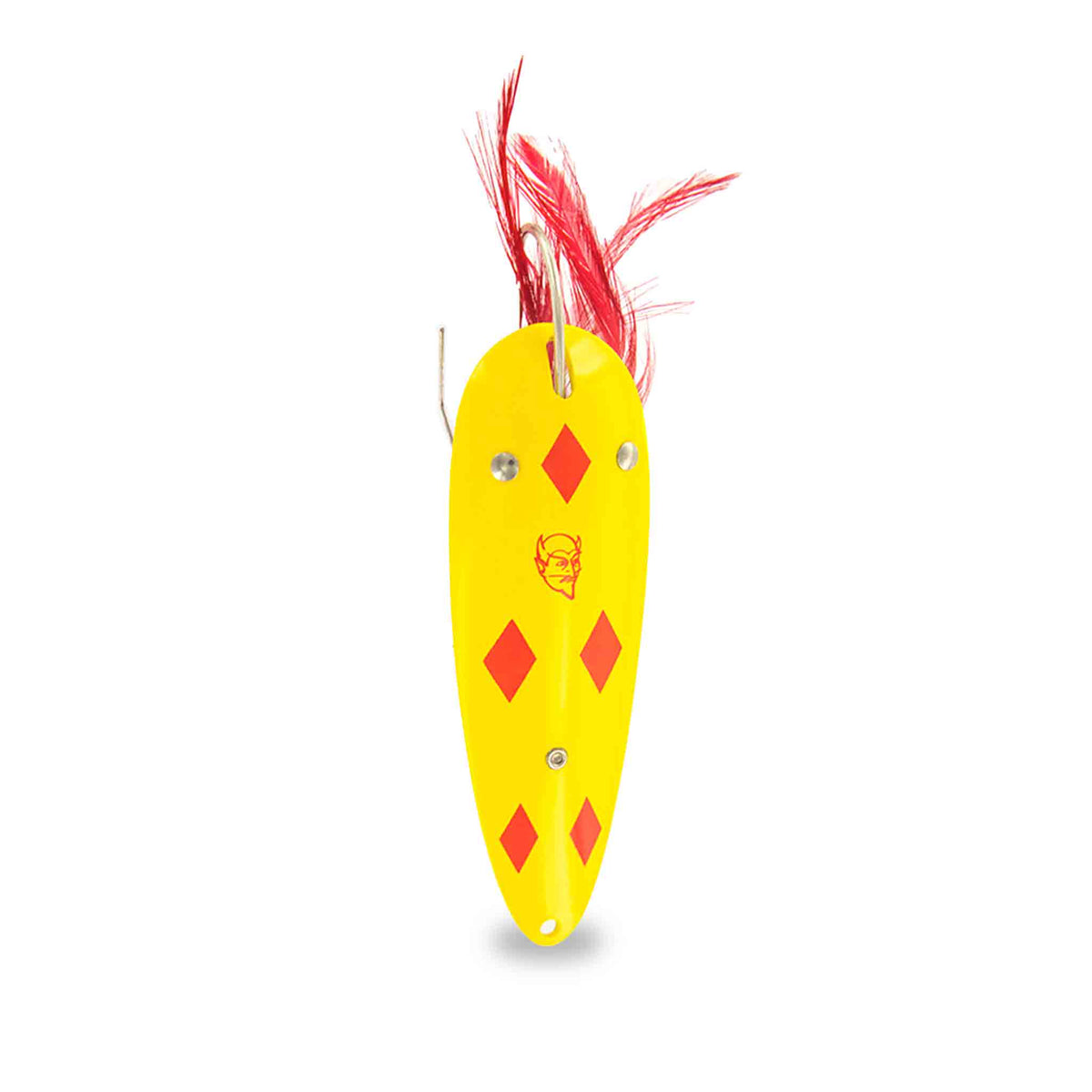 View of Jigs-Spoons Eppinger Weedless Dardevle 1oz Spoon Yellow/Red Diamonds available at EZOKO Pike and Musky Shop