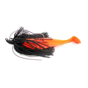 View of Swim Jig ERC 1.5 oz Jig-A-Beast Swim Jig Black & Orange available at EZOKO Pike and Musky Shop
