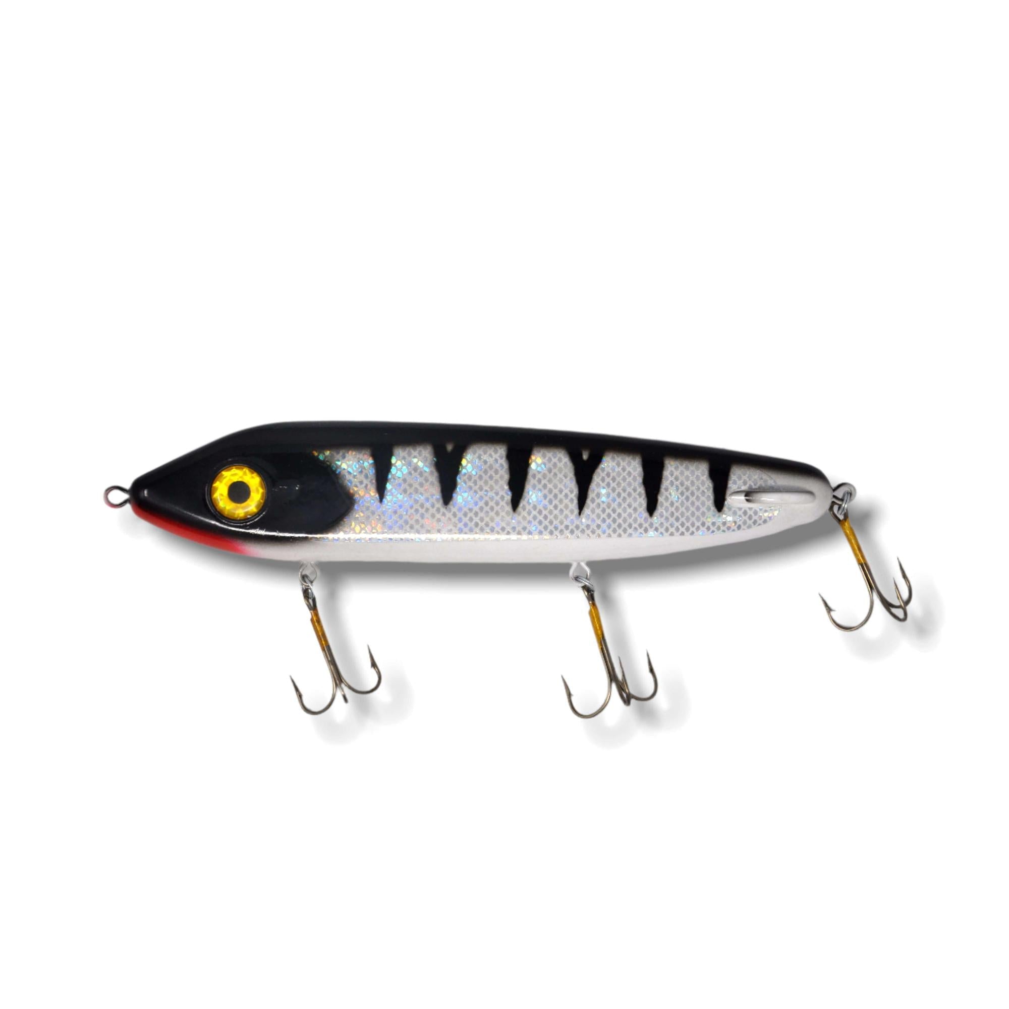 View of Jerk-Glide_Baits ERC Hell Hound 10'' Glide Bait Metallic Scale White Perch available at EZOKO Fishing