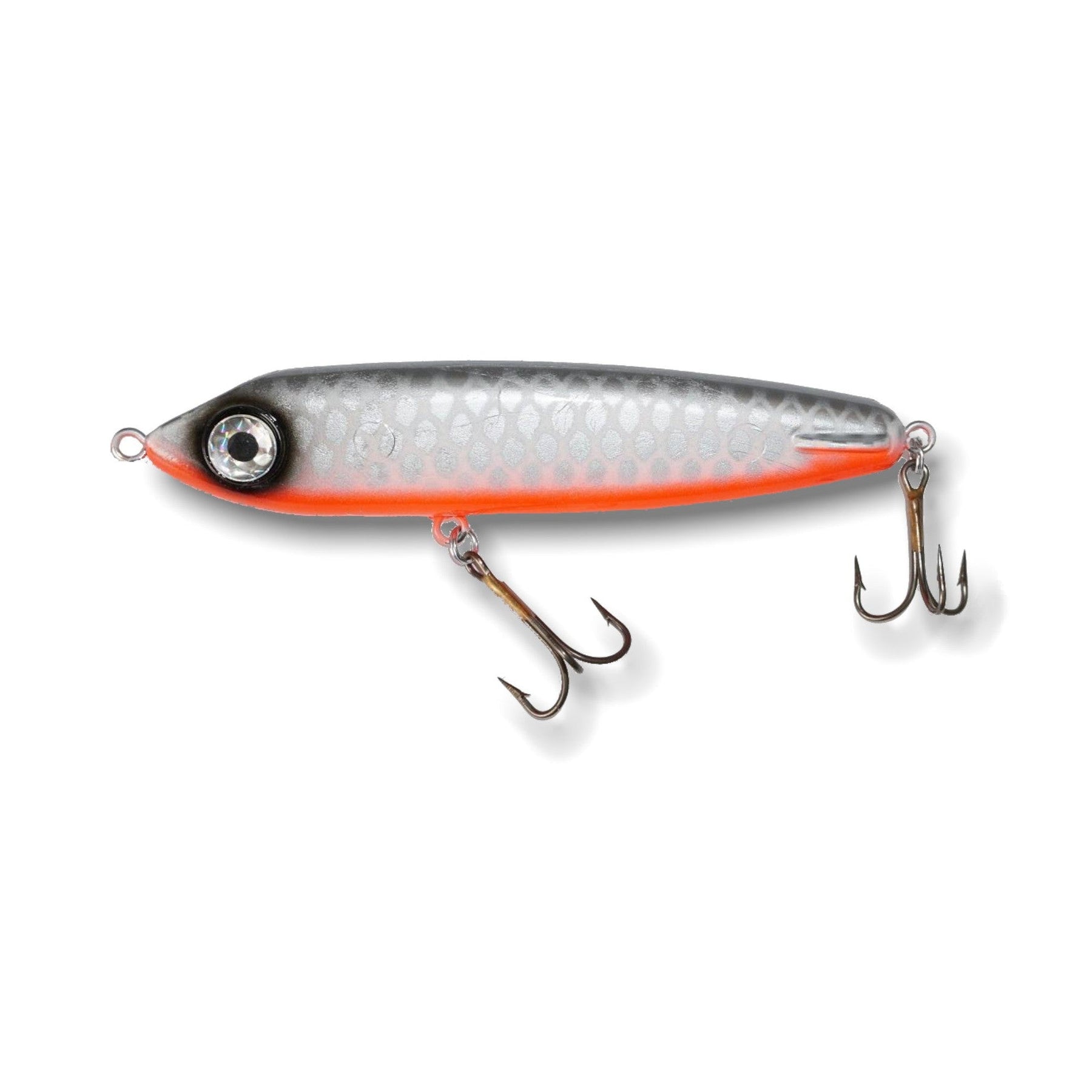 View of Jerk-Glide_Baits ERC Hell Hound 8'' Glide Bait Hot White Fish available at EZOKO Pike and Musky Shop