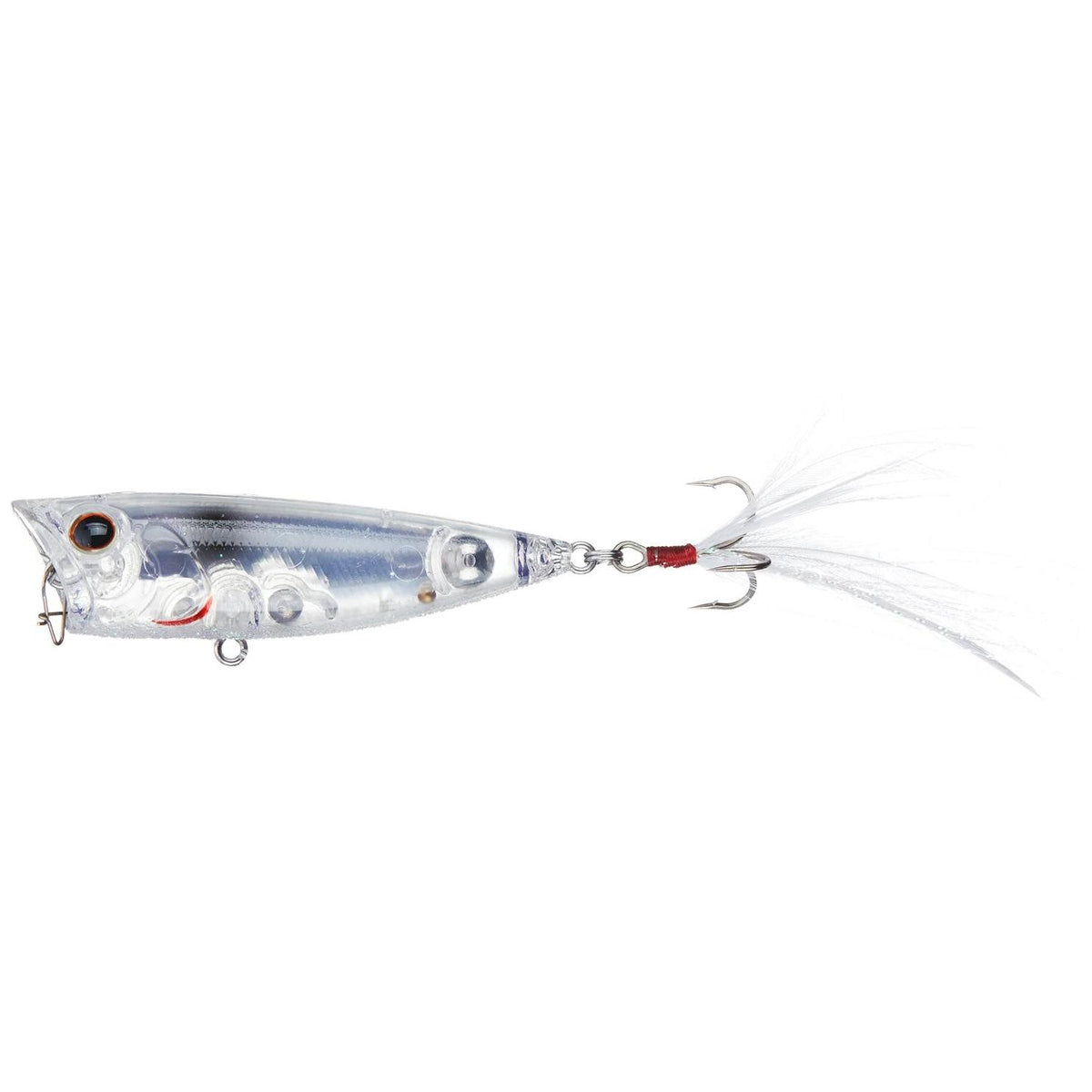 View of Topwater Evergreen Ob Popper Flash Clear Shad available at EZOKO Fishing