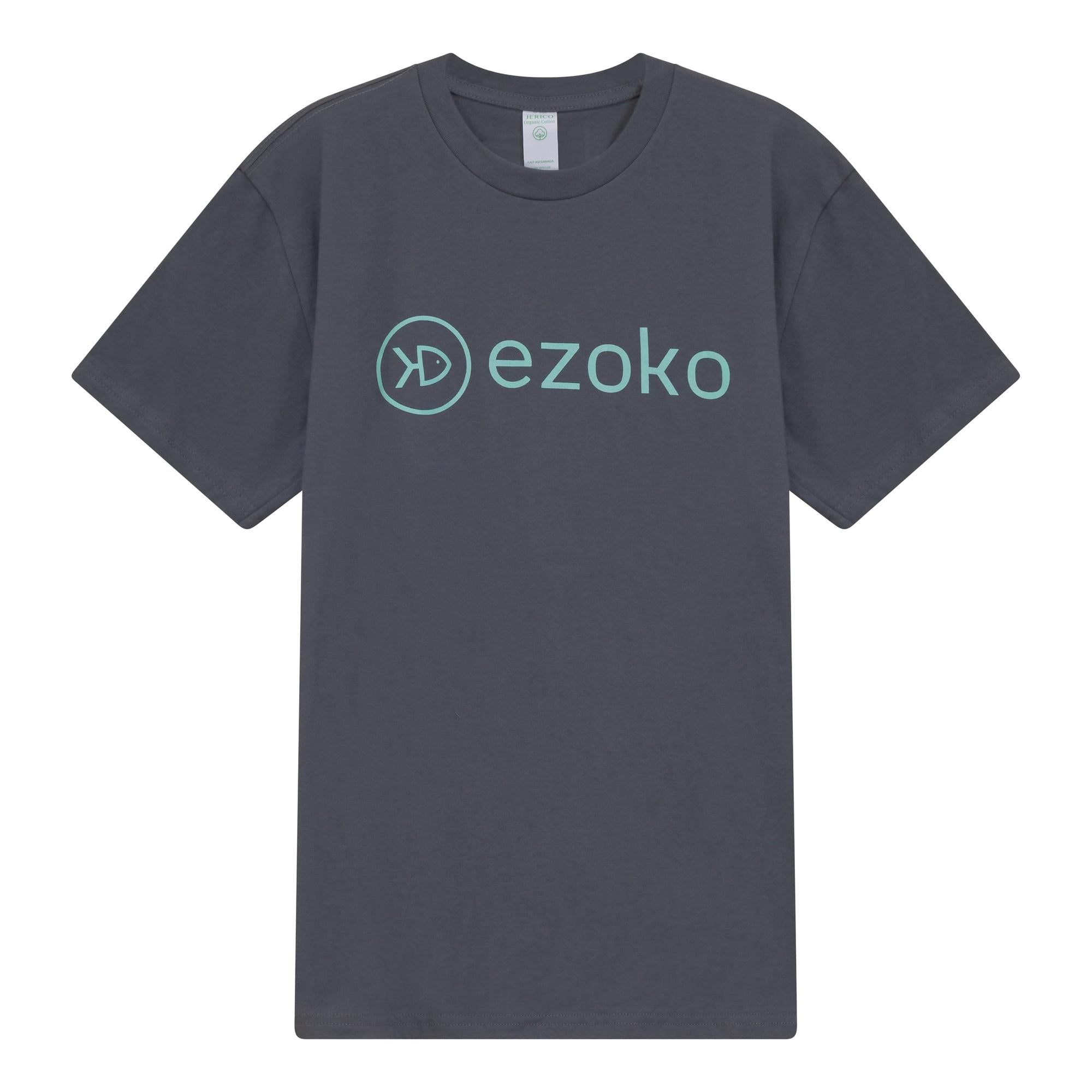 View of EZOKO Classic Logo T-Shirt Grey Small available at EZOKO Fishing