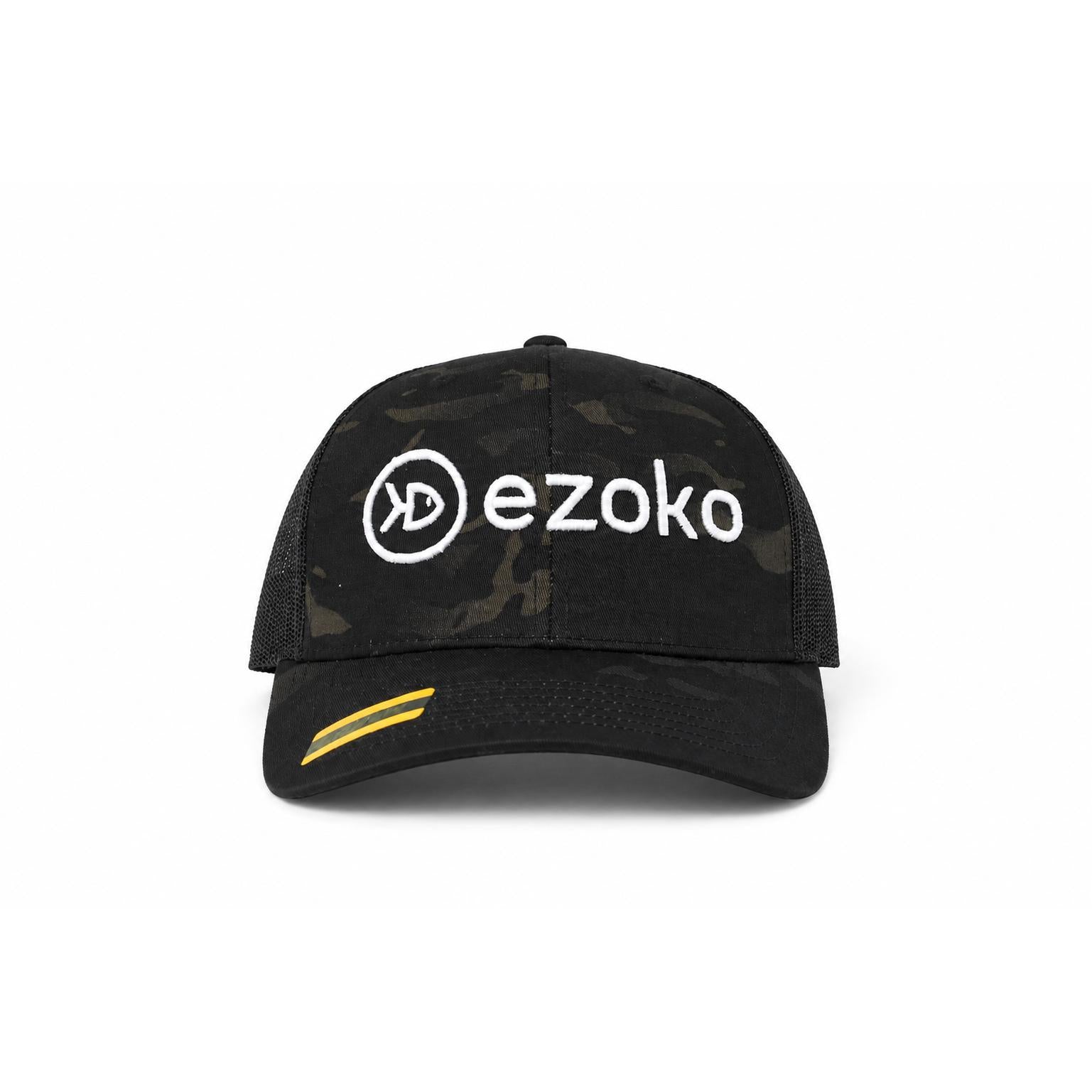 View of Hats Ezoko Classics YUPOONG Retro Trucker Cap MultiCam Black 3D-Puff White available at EZOKO Fishing