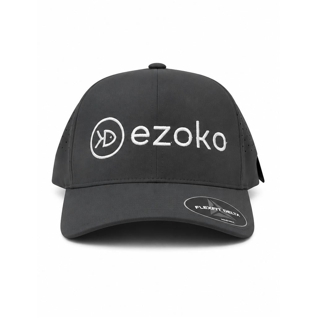 View of Ezoko Flexfit Delta Cap Dark Grey Normal White available at EZOKO Fishing