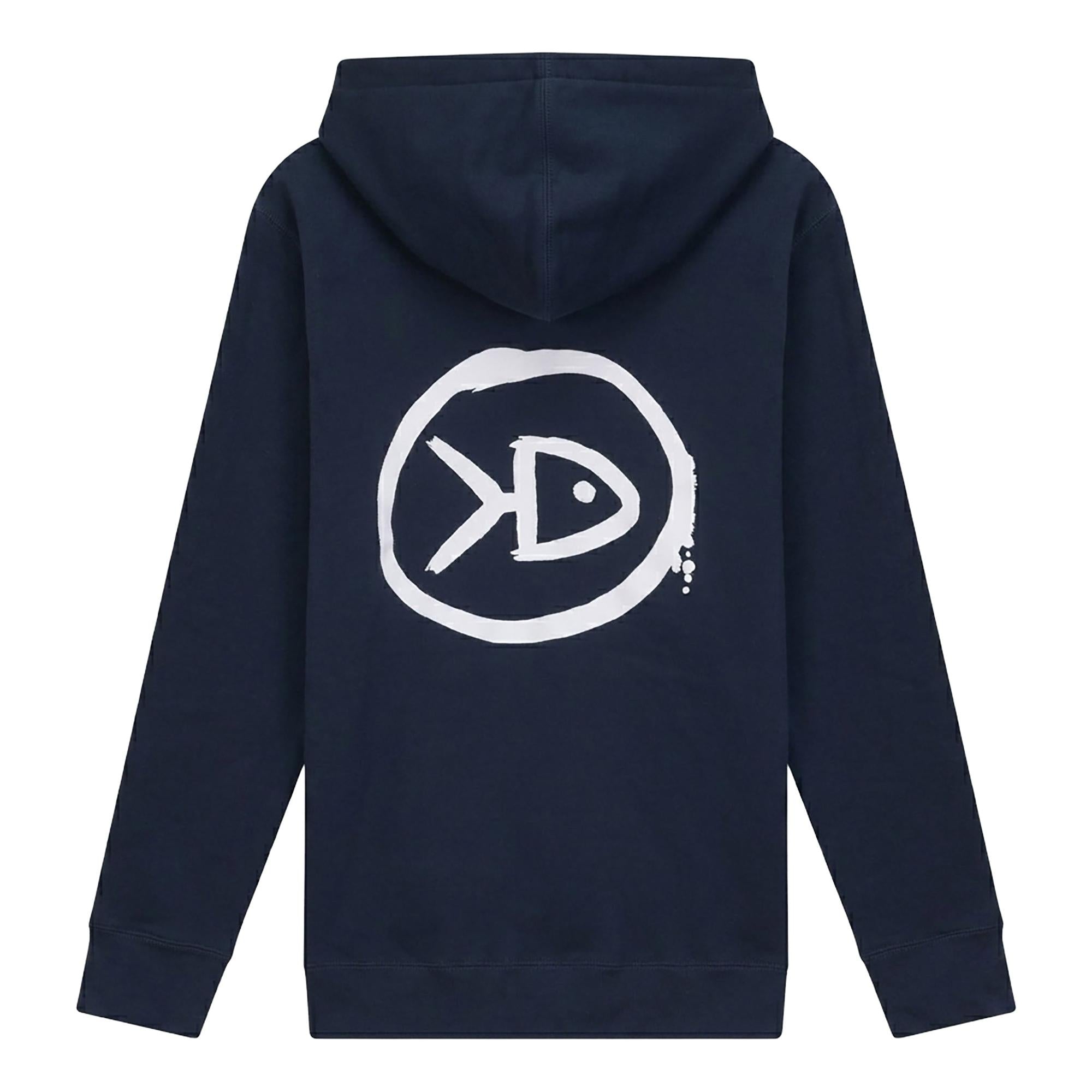View of EZOKO Icon Graff Hoodie Navy Blue Small available at EZOKO Fishing