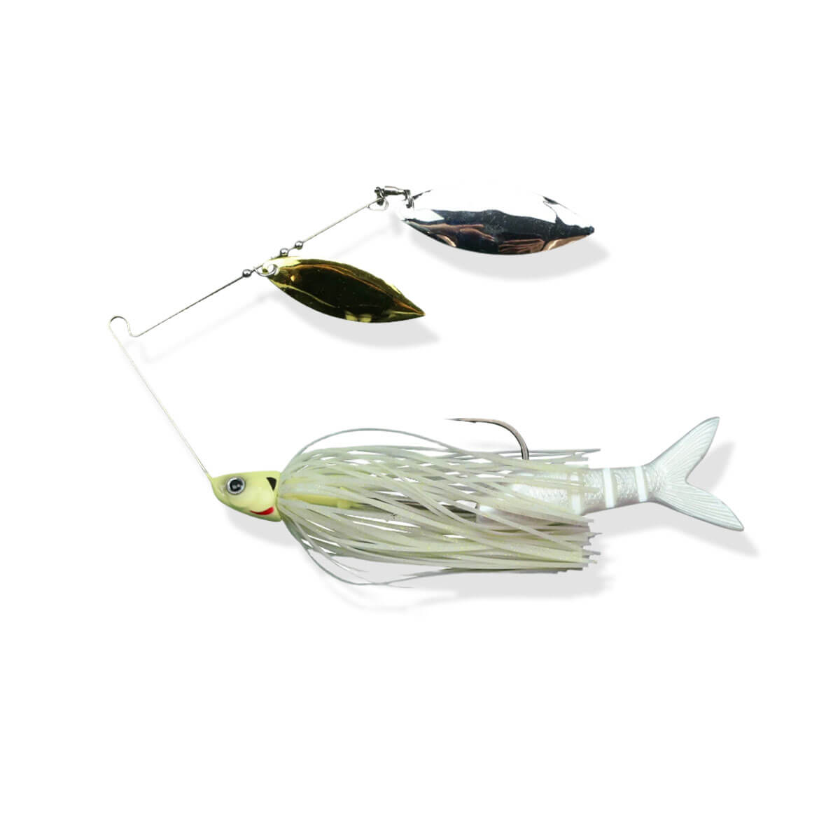 View of spinnerbaits FishLab Bio-Blade Double Willow 1/2oz Bone White available at EZOKO Pike and Musky Shop