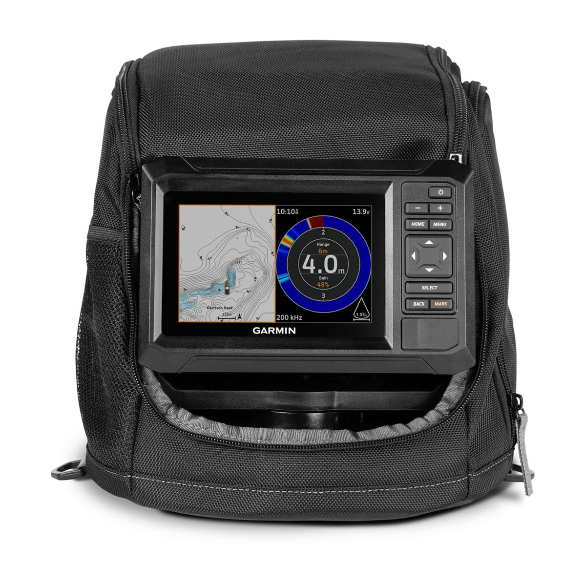 View of Garmin ECHOMAP™ UHD2 Keyed 5" Ice Fishing Bundle available at EZOKO Fishing