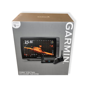 View of fish_finder Garmin ECHOMAP ULTRA 106SV ULTRA2 with LIVESCOPE LVS34 and GLS10 available at EZOKO Pike and Musky Shop