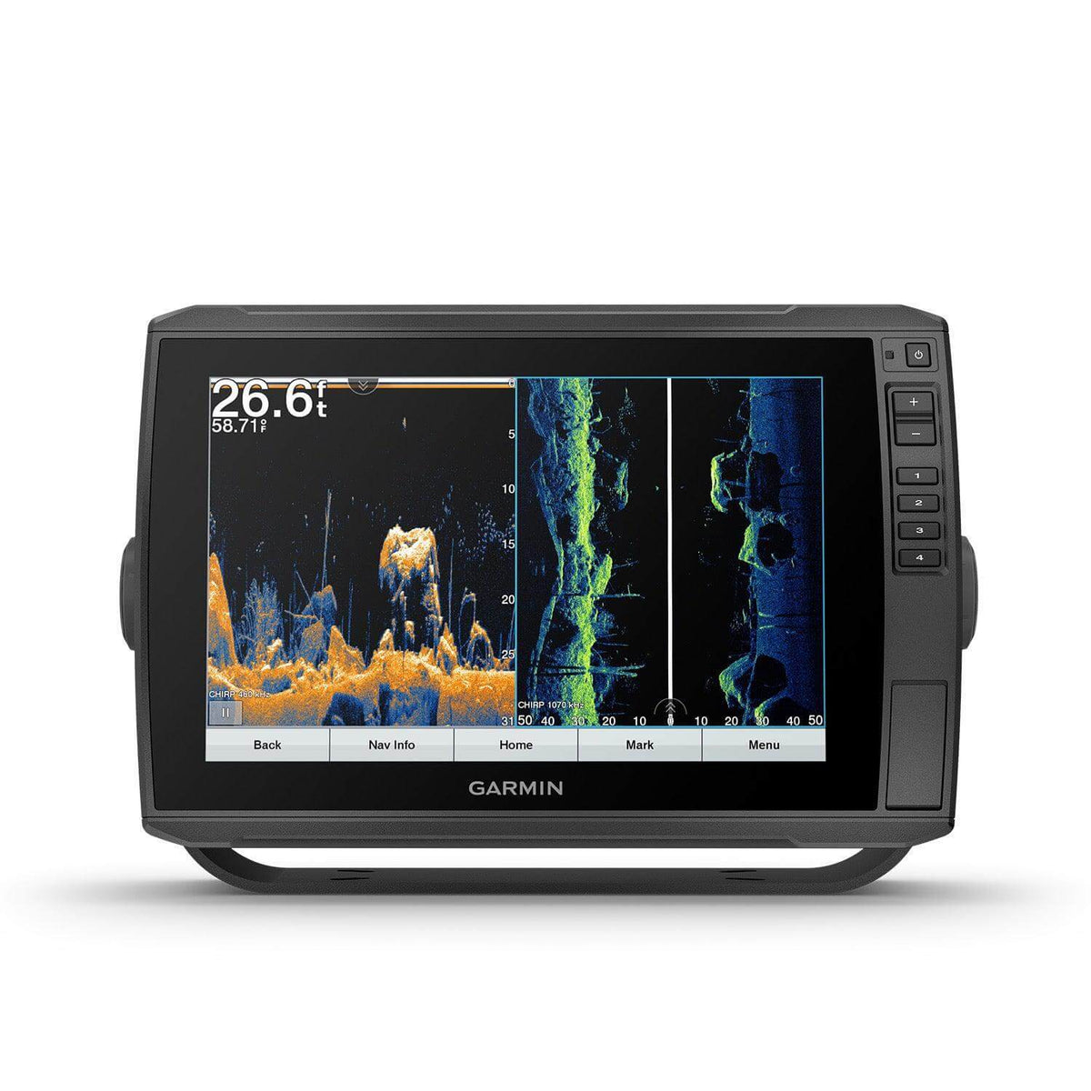View of fish_finder Garmin ECHOMAP ULTRA 106SV with GT56UHD Transducer & Navionics Map available at EZOKO Pike and Musky Shop