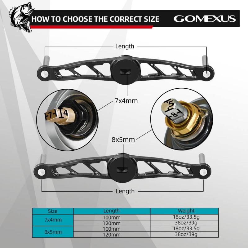 View of Gomexus Aluminum Handle for Baitcasting Reel with Cork Knob BDH-CA27 Black 8x5mm 120mm available at EZOKO Pike and Musky Shop