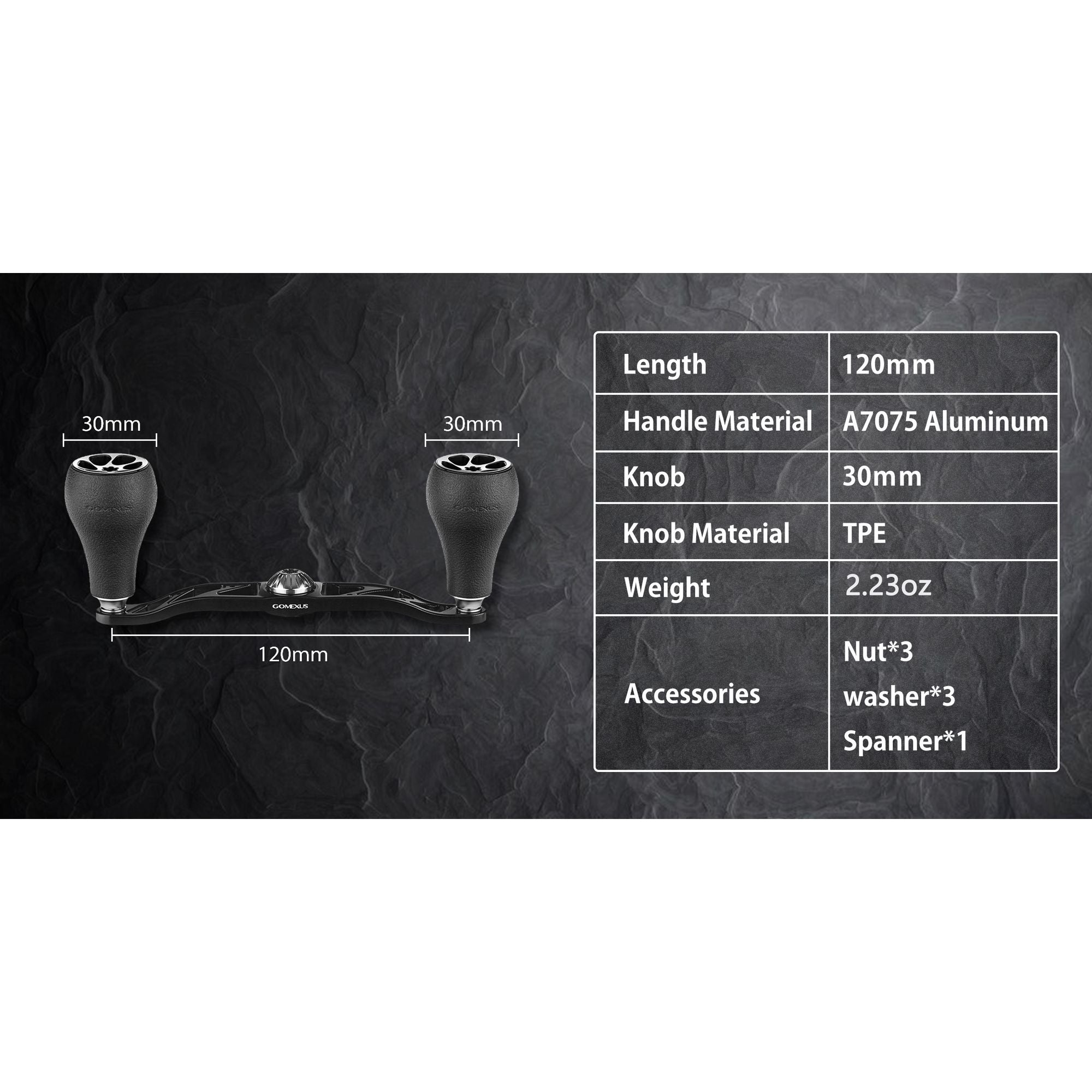 Gomexus Aluminium Handle for Baitcasting Reel with TPE Knob BDH