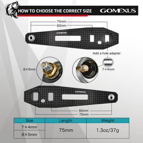 View of Rods-Reels-Accessories Gomexus Carbon Handle for Baitcasting Reel with Aluminum Knob LC-A38 (31) Black Silver 8x5mm 75mm available at EZOKO Pike and Musky Shop