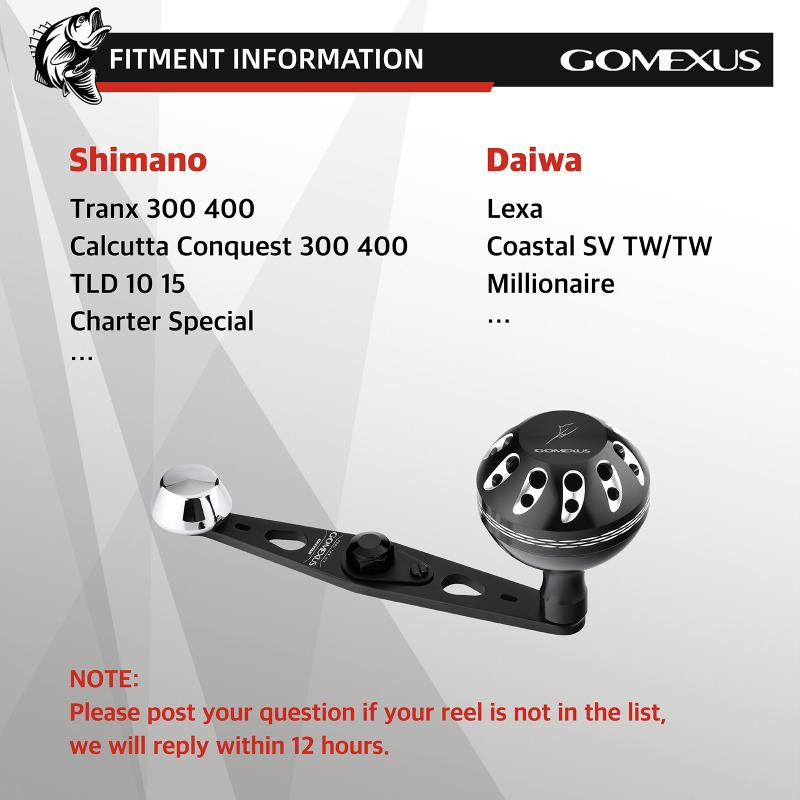 Gomexus Aluminum Power Handle for Shimano Tekota/Tranx 300 500 Baitcasting  Reel