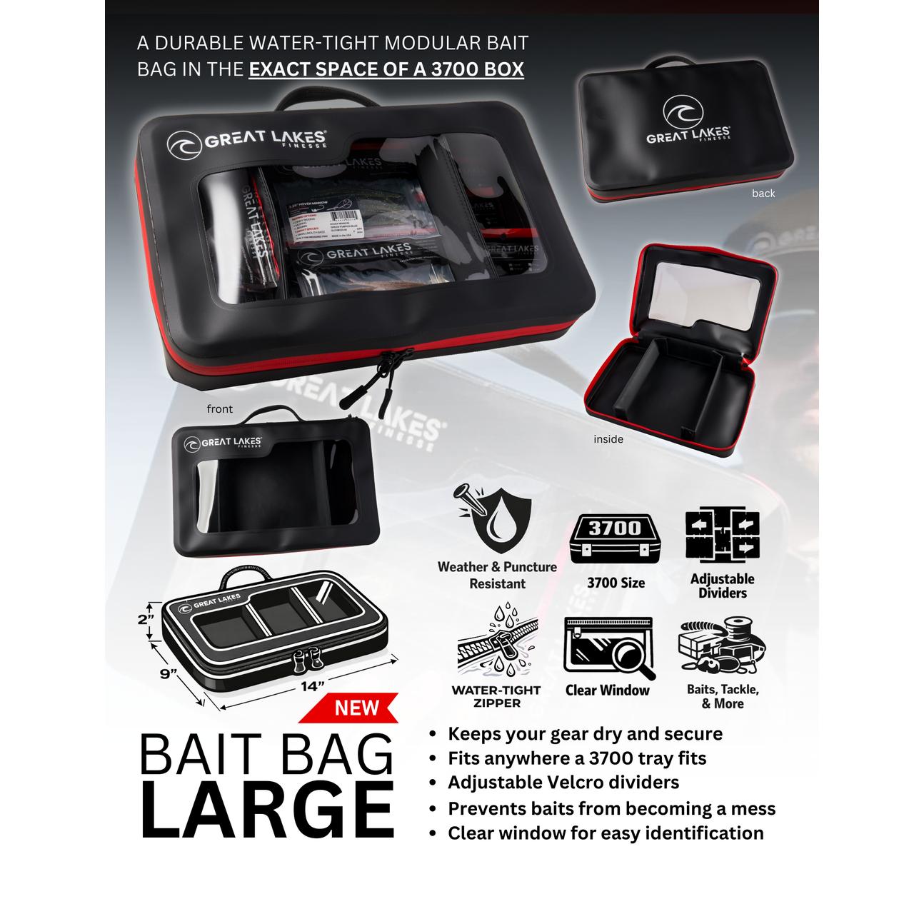 View of Great Lakes Finesse Bait Bag Large available at EZOKO Fishing