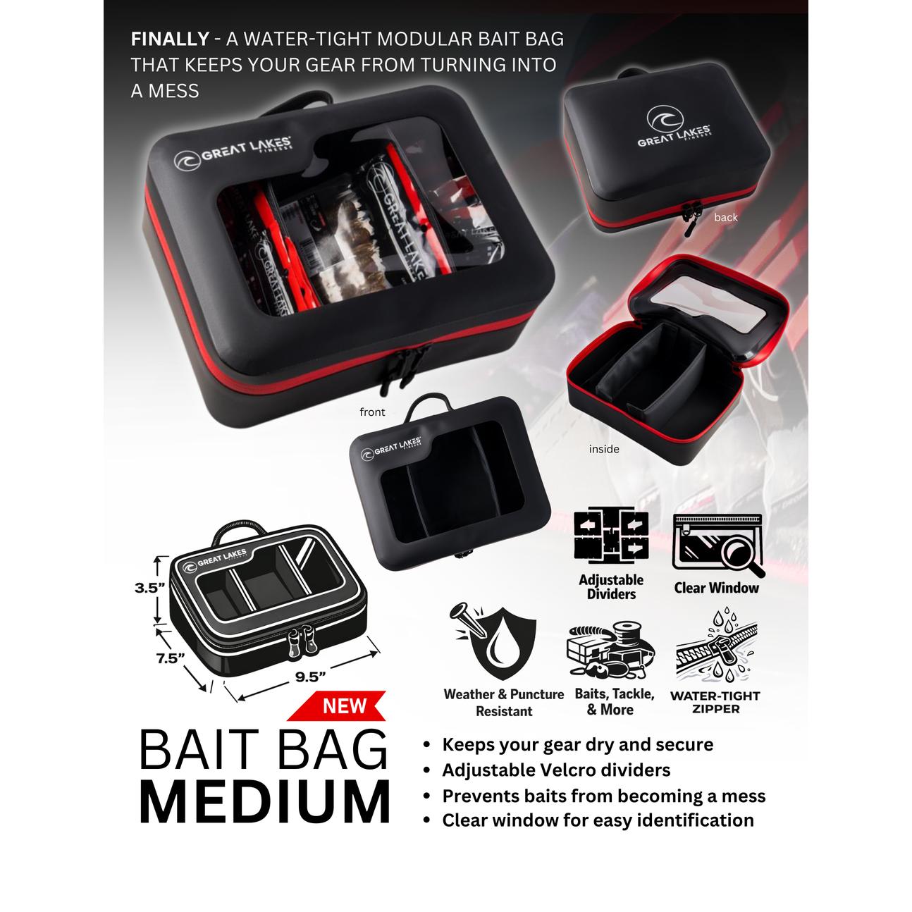 View of Great Lakes Finesse Bait Bag Medium available at EZOKO Fishing
