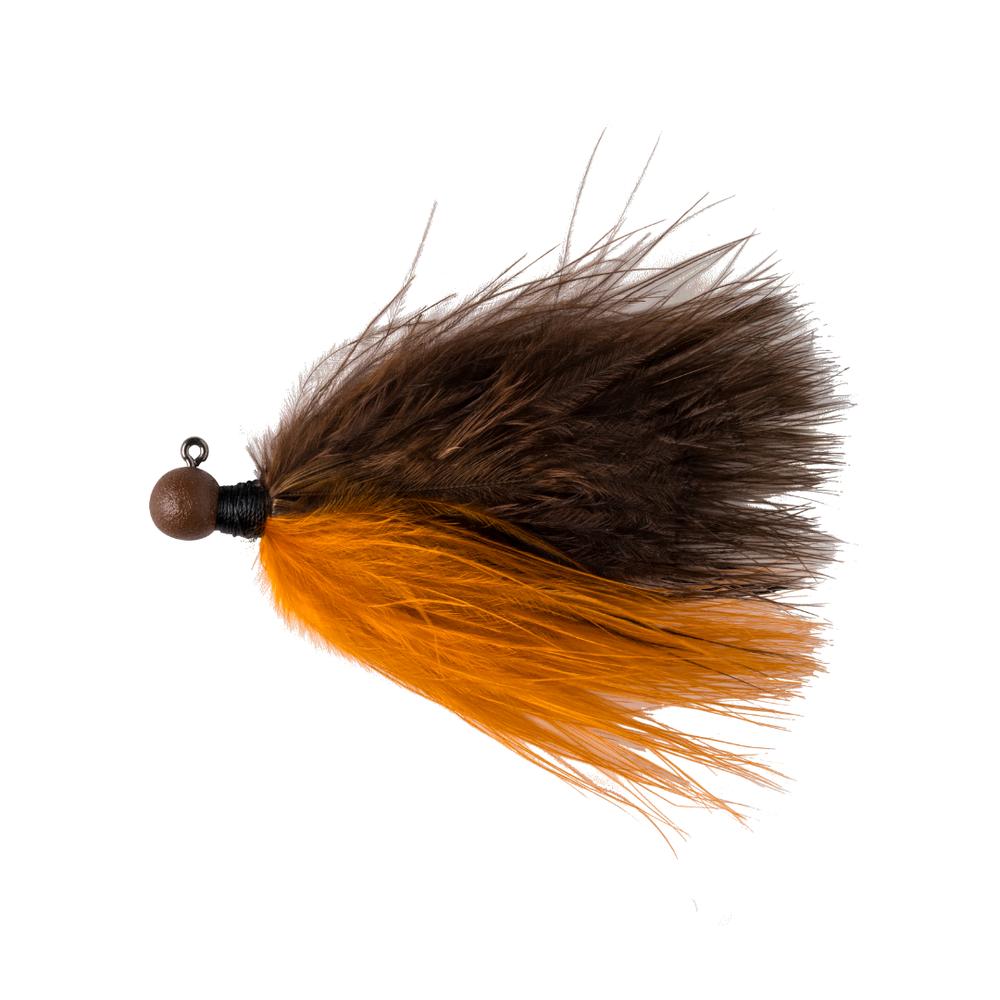 View of Great Lakes Finesse Marabou Jig 1/8oz Brown Orange available at EZOKO Fishing