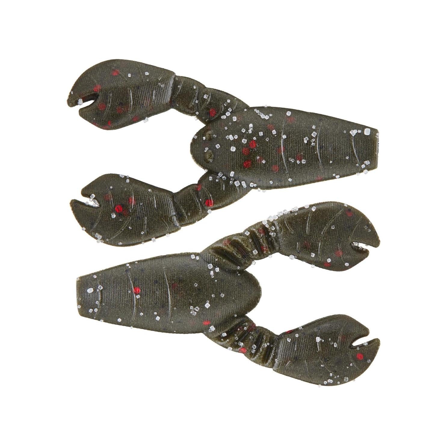 View of Great Lakes Finesse Micro Snack Craw 1.7" Green Pumpkin Red Flake Float available at EZOKO Fishing