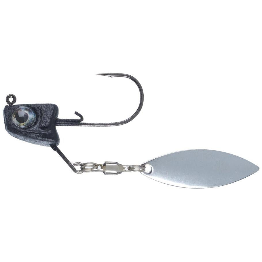 View of Great Lakes Finesse Sneaky Underspin 3/16oz #1 Matte Black Silver Blade available at EZOKO Fishing
