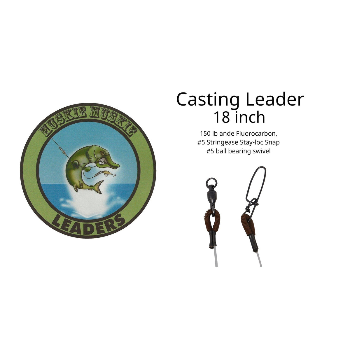 3-Pack 18 L - 100# Fluorocarbon Leaders for Pike & Musky Fishing