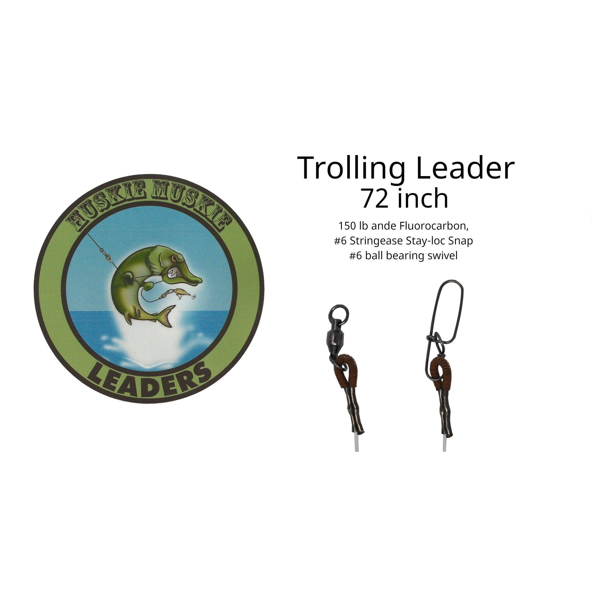 View of Huskie Muskie Leaders Flurocarbon Trolling 72 in 150 lbs available at EZOKO Pike and Musky Shop
