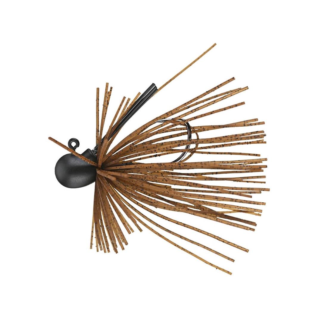 View of Keitech Tungsten Guard Spin Jig 1/8oz. Dark Green Pumpkin available at EZOKO Fishing