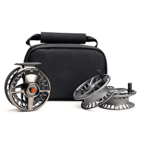 View of Fly_Reels Lamson Remix S Fly Reels 7+ 3-Pack Smoke available at EZOKO Pike and Musky Shop