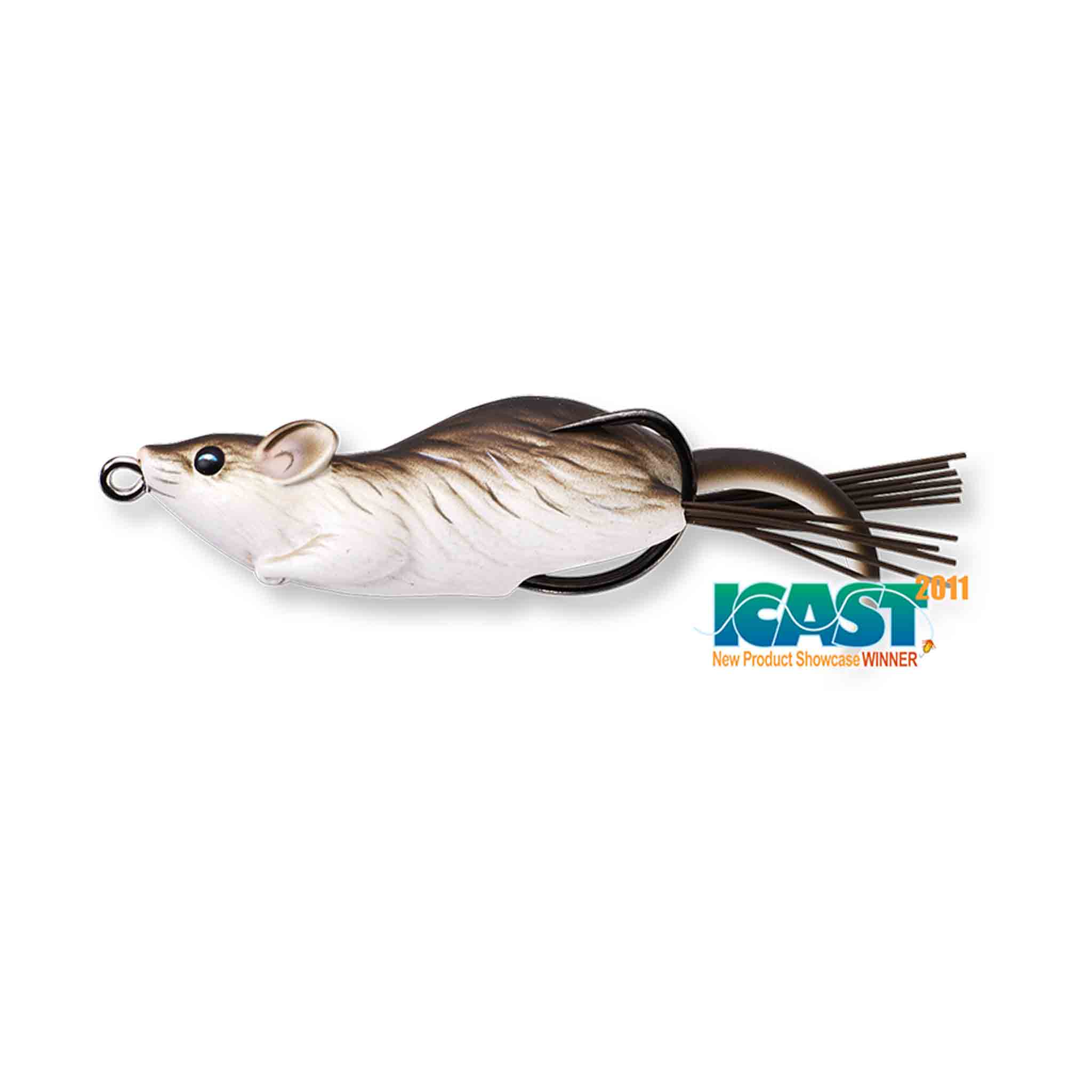 View of Topwater Live Target Hollow Body Mouse 3 1/2 Topwater Bait Brown / White available at EZOKO Fishing