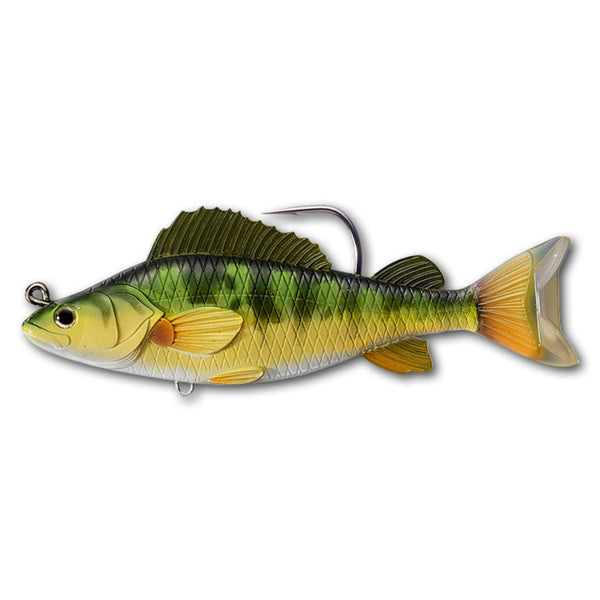 View of Swimbaits Live Target Perch 5 1/2" Swimbait Yellow/Green available at EZOKO Pike and Musky Shop