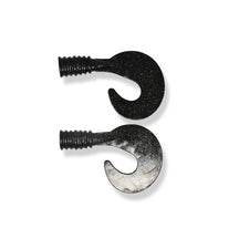 View of Replacement_Tails Livingston Kraken Curly Tail Kit Black Tail Gold Glitter available at EZOKO Fishing