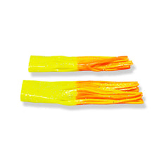 View of Replacement_Tails Livingston Kraken Tail Kit Fire Shirt/Chartreuse & Orange available at EZOKO Pike and Musky Shop