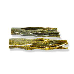 View of Replacement_Tails Livingston Kraken Tail Kit Punkin With Gold Fleck Skirt available at EZOKO Pike and Musky Shop