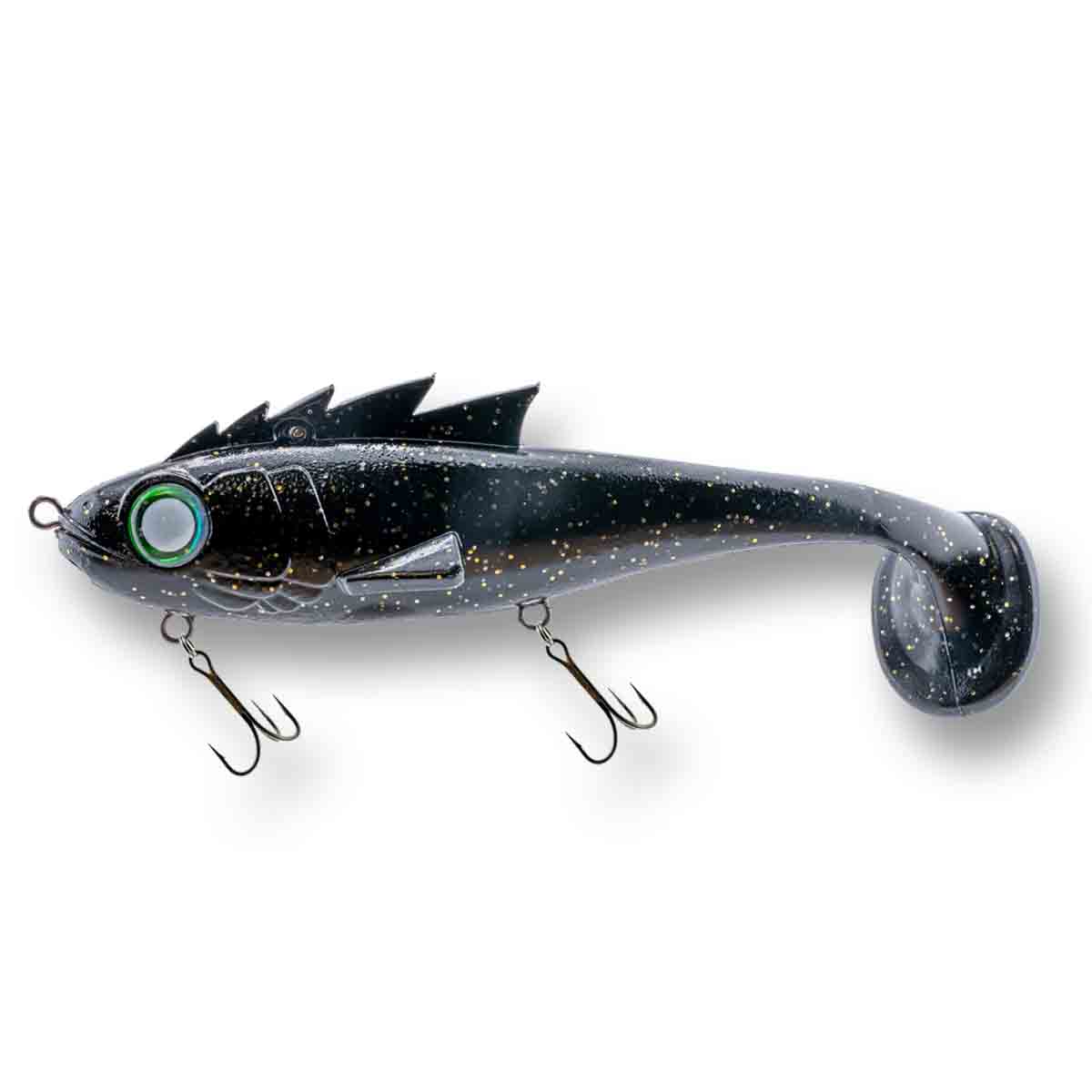 View of Swimbaits Livingston Mustang Swimbait Midnight available at EZOKO Pike and Musky Shop