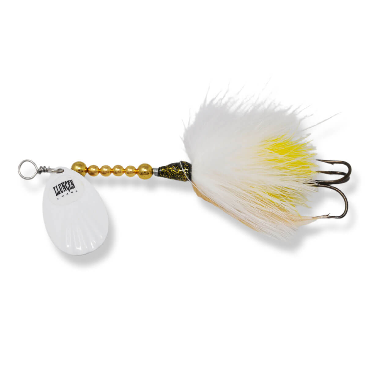 View of Bucktails Llungen Lures Bottle Rocket Bucktail Walleye / White available at EZOKO Pike and Musky Shop