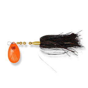 View of Bucktails Llungen Lures Bottle Rocket Hybrid Bucktail Black / Orange available at EZOKO Pike and Musky Shop