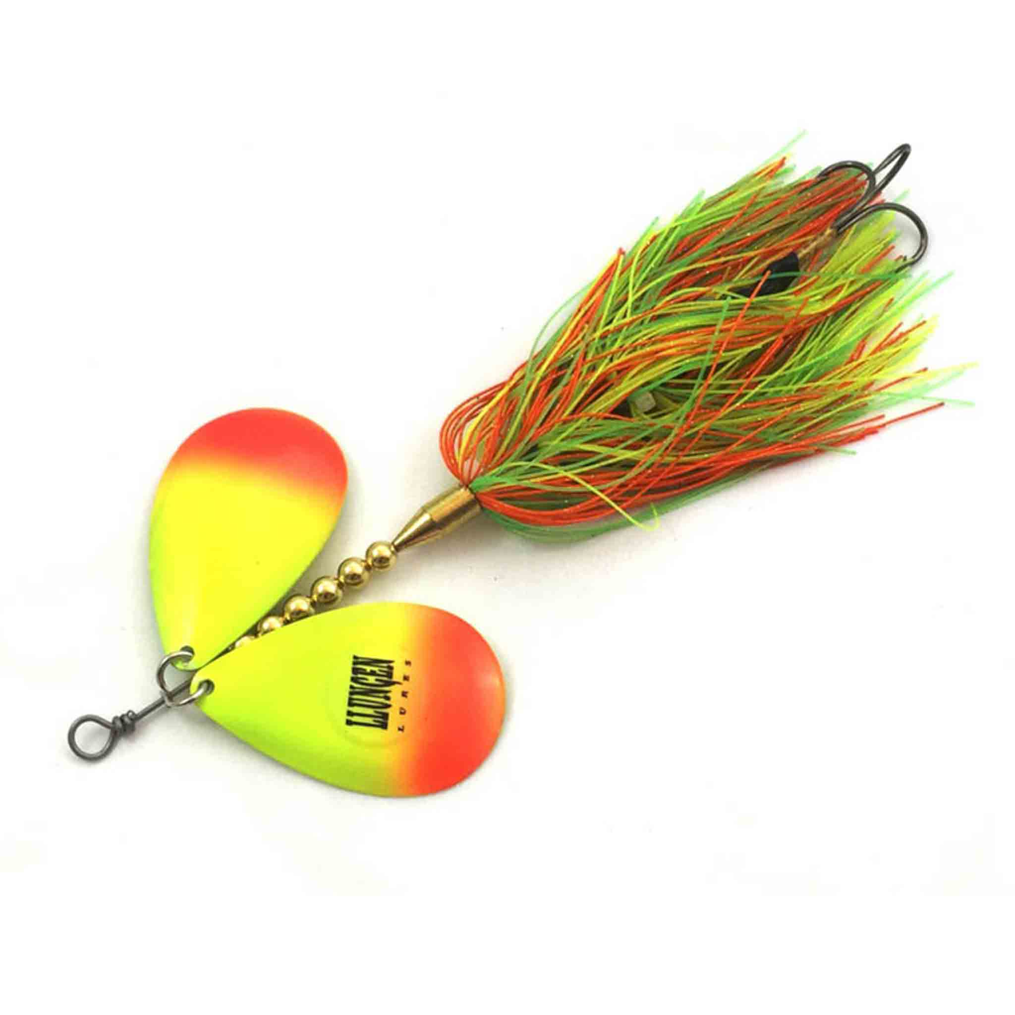 View of Bucktails Llungen Lures DC-10 Bucktail Radioactive Perch available at EZOKO Fishing