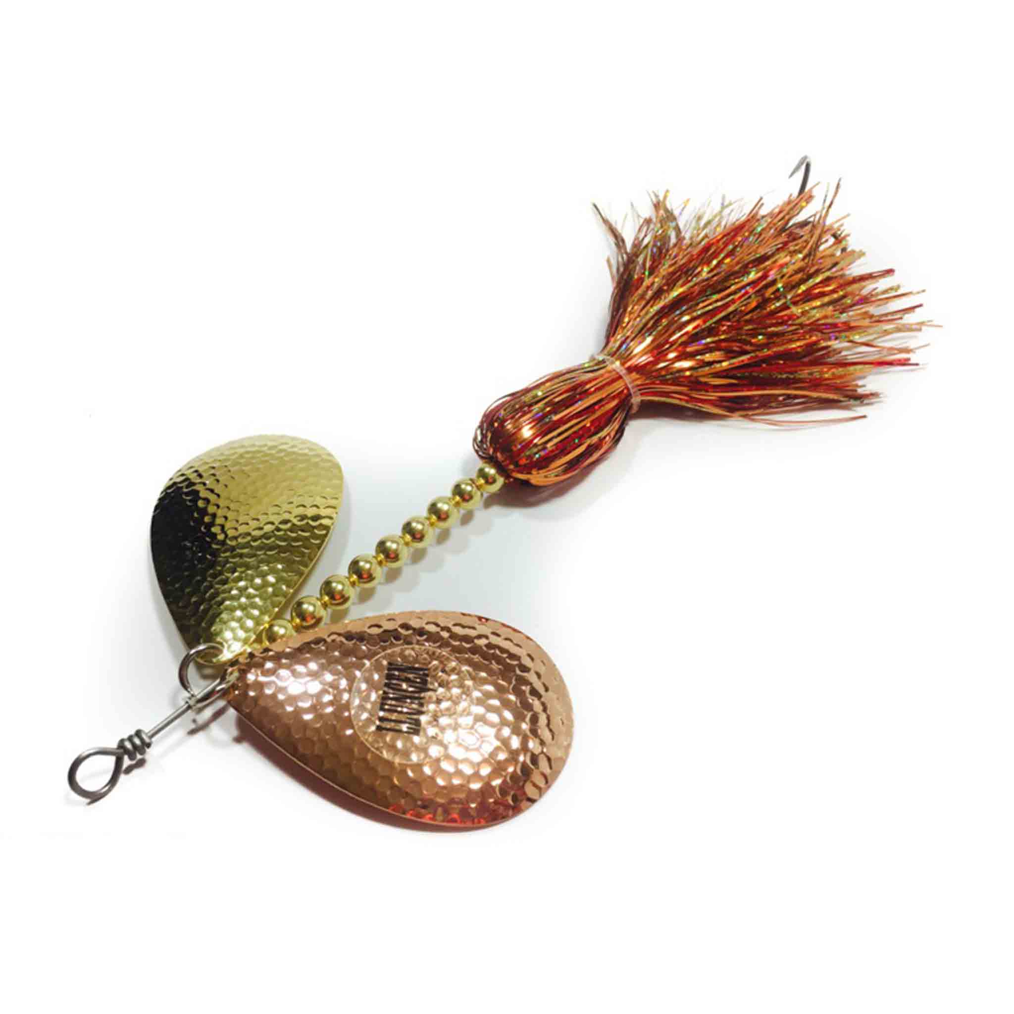 View of Bucktails Llungen Lures DC-10 Flashabou Bucktail Gold Red available at EZOKO Fishing