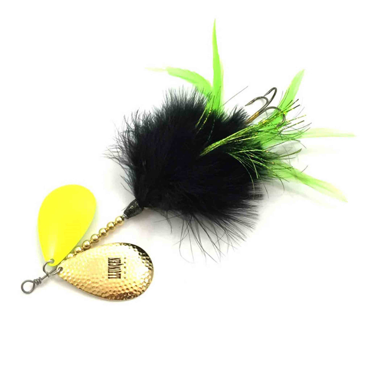 Llungen Lures DC-10 Marabou Black / Chartreuse Hackles Bucktails