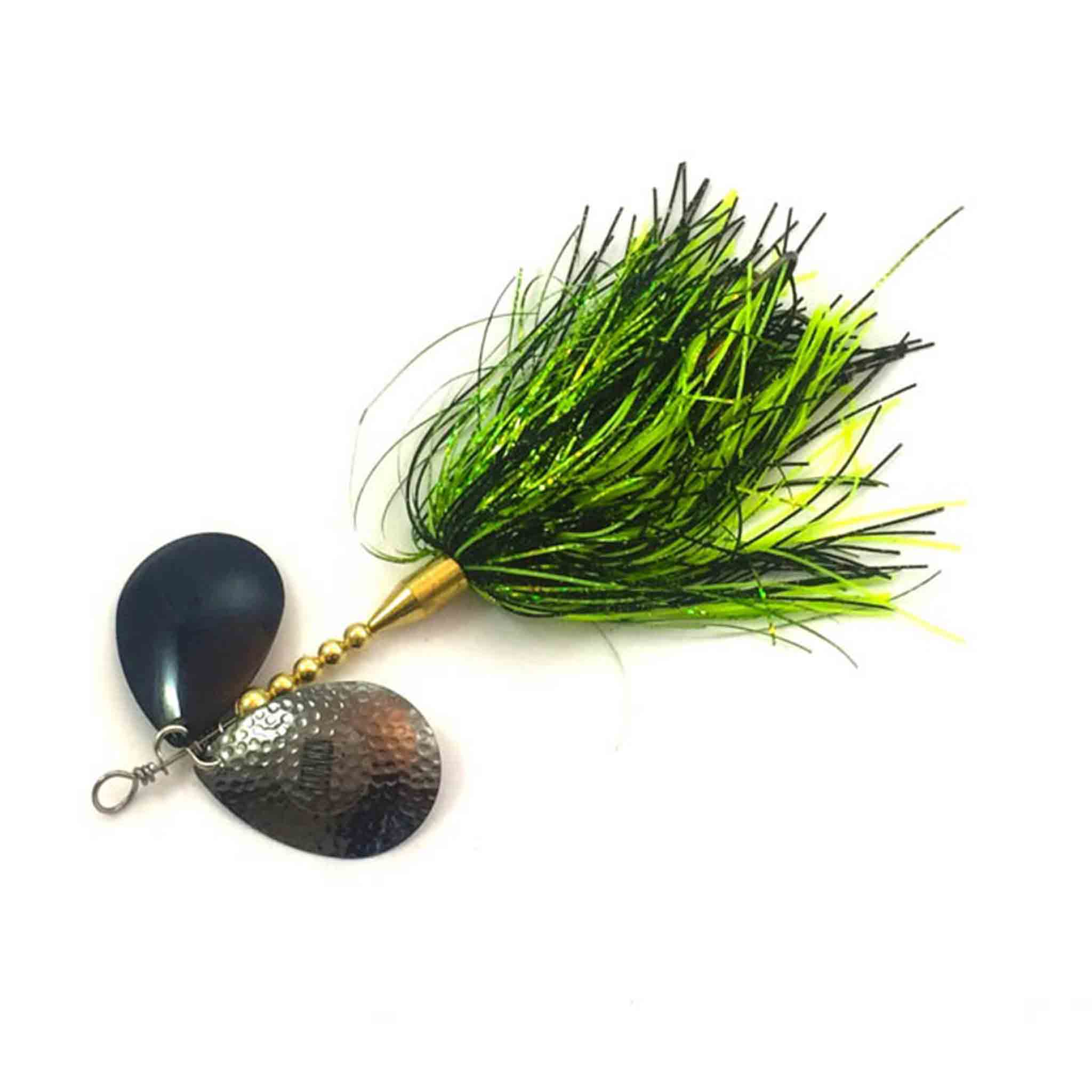 View of Bucktails Llungen Lures DC-8 Hybrid Bucktail Cash Black / Chartreuse available at EZOKO Fishing